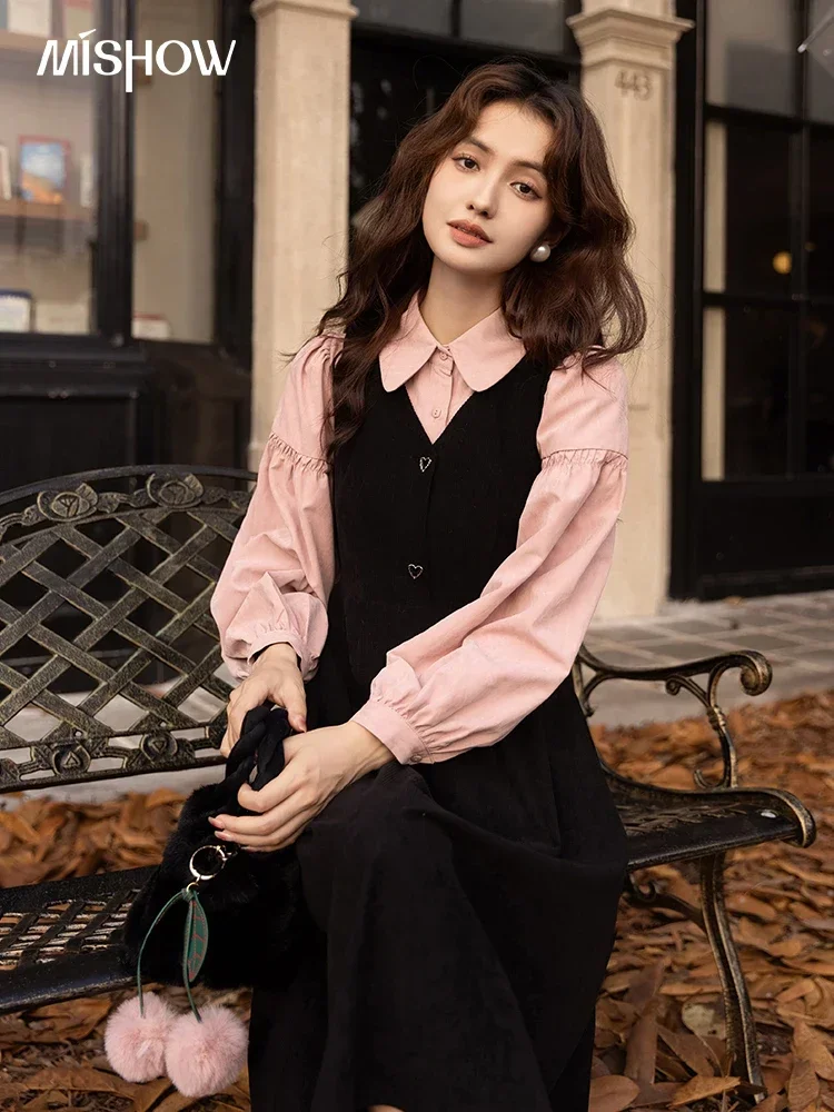 MISHOW Woman Lantern Long Sleeve Blouses Fashion Autumn Winter Button Up Shirts Korean Loose Tops Clothes Women MXB43C0586