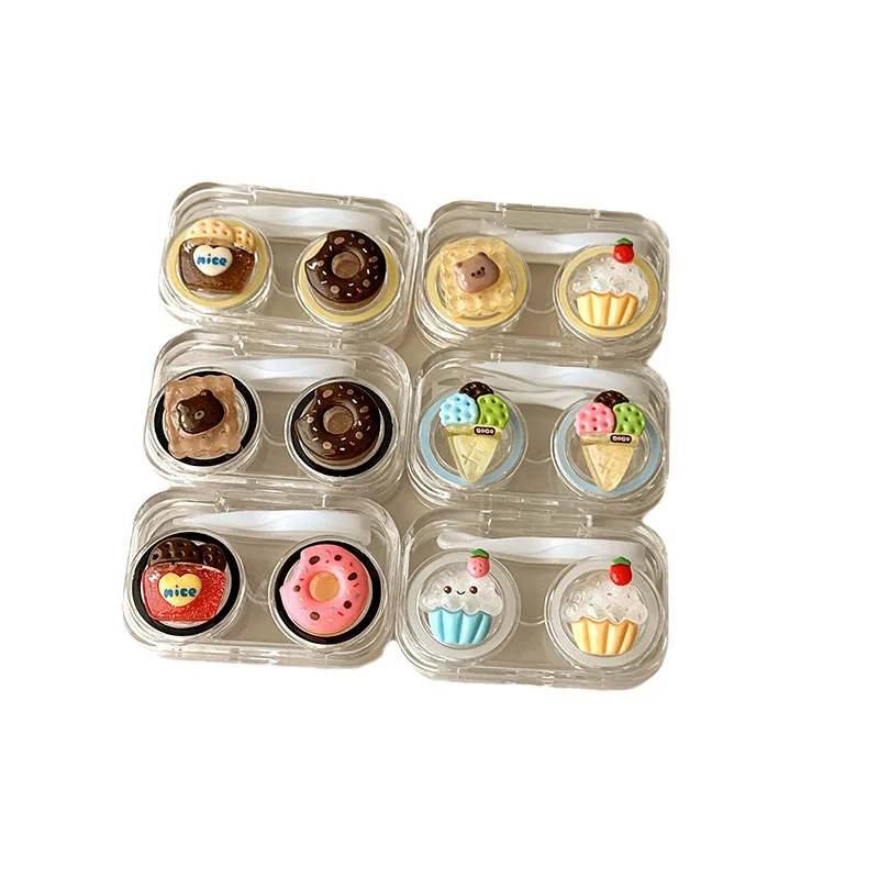 Portable Contact Lens Case With Tweezer Suction Stick Set for Travel Kit Holder Candy Color Contact Lenses Box Solid Color