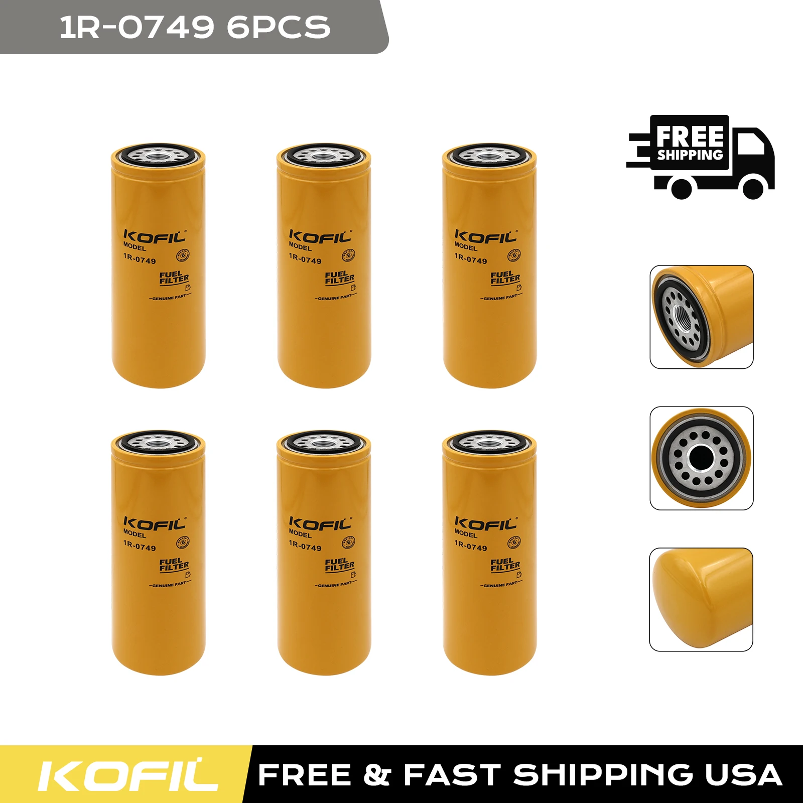 

1R-0749 Fuel Filter For Diesel Engines C-10/12/13/15/16,Replaces 1R-0712,FF5319,FF5473,1290372,89002386(set o 6)