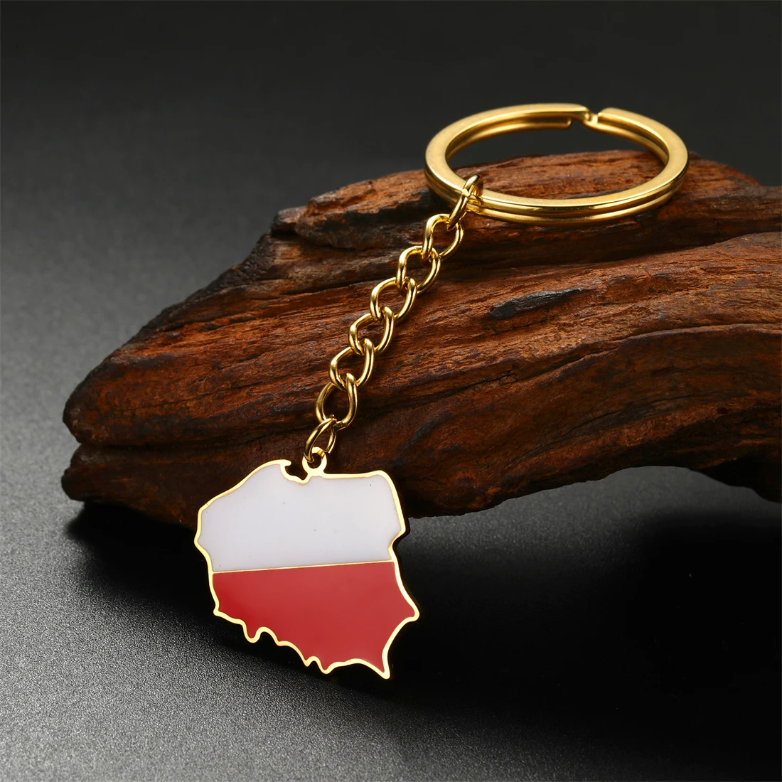 EUEAVAN Stainless Steel Poland Map Keychain Men Women Gold Silver Color Drip Oil Polish Flag Keyring Patriotic Jewelry Gifts