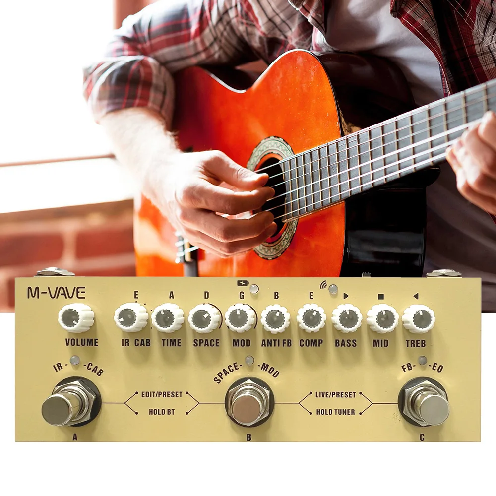 M-vave متعددة الآثار الغيتار دواسة مكعب الطفل للكهرباء الصوتية الغيتار جوقة Tremolo تأخير 8 Ir خزائن محاكاة فيزر