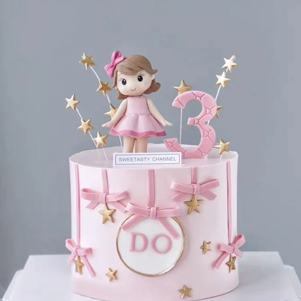 Girl Birthday Party Cake Decoration Cute Miniature Girl Figurines For Girl Birthday Party Supplies Fairy Cake Topper Ornament