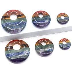 7 Chakras Big Hole Beads Pendant Natural Gemstone Crystal Pendants Charms for DIY Necklace Earring Jewelry Making Accessories