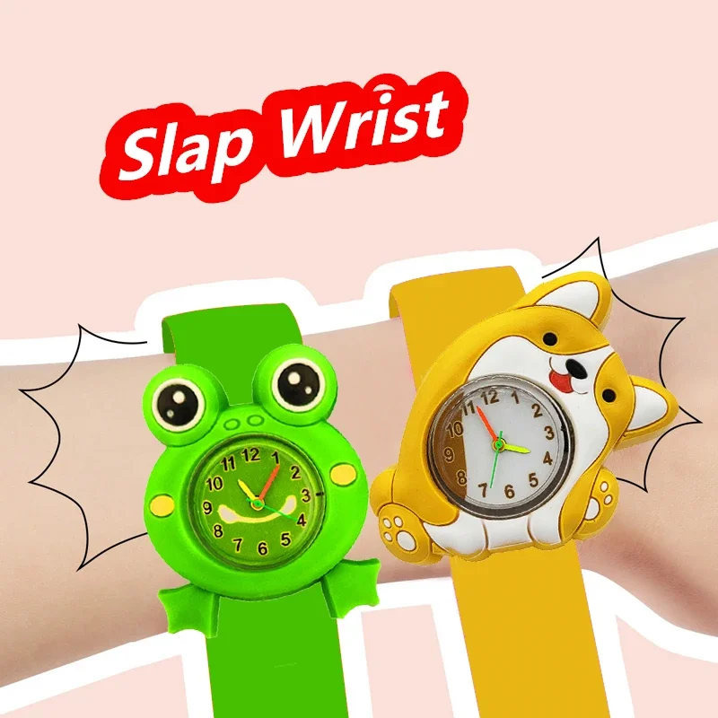 Cartoon Children\'s Watch Baby Learn Time Toys Clock Bracelet Kids Slap Wrist Watches for Boys Girls Birthday and New Year Gifts