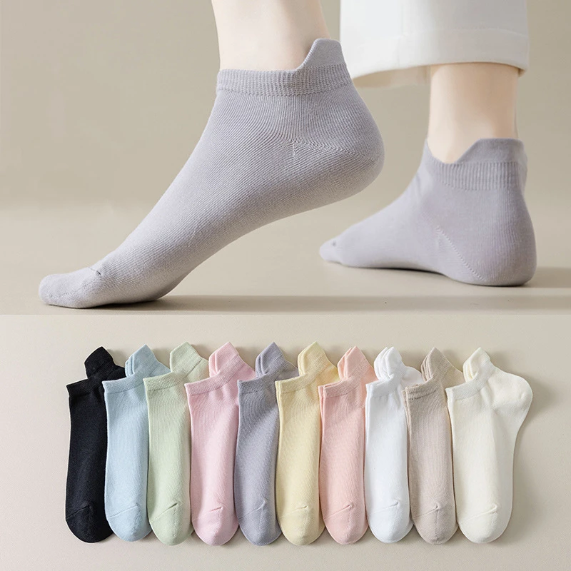 

1 Pairs Women Pure Cotton Boat Socks Summer Invisible Non-Slip Ankle Socks Solid Color Casual Breathable Stockings Dropshipping