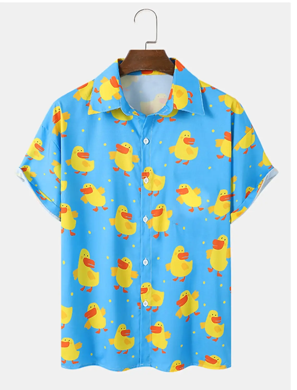 Men\'s Shirt Summer Hawaiian Shirt Button Down Shirt Animal Graphic Prints Duck Turndown 3D Print Short Sleeve Print Clothing