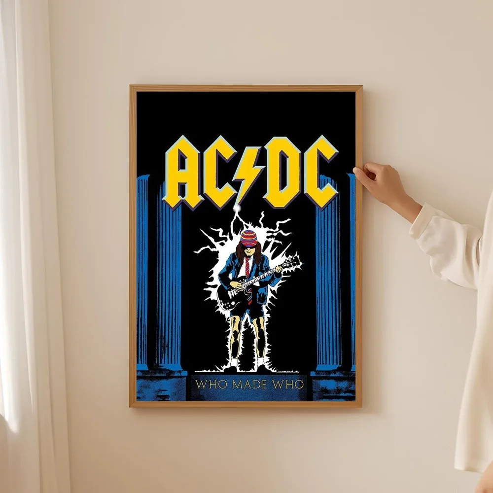 Rock Singer A-AC D-DC Band Poster Sticky Wall Art Printing Home Living Bed Room Bar Aesthetic Decor
