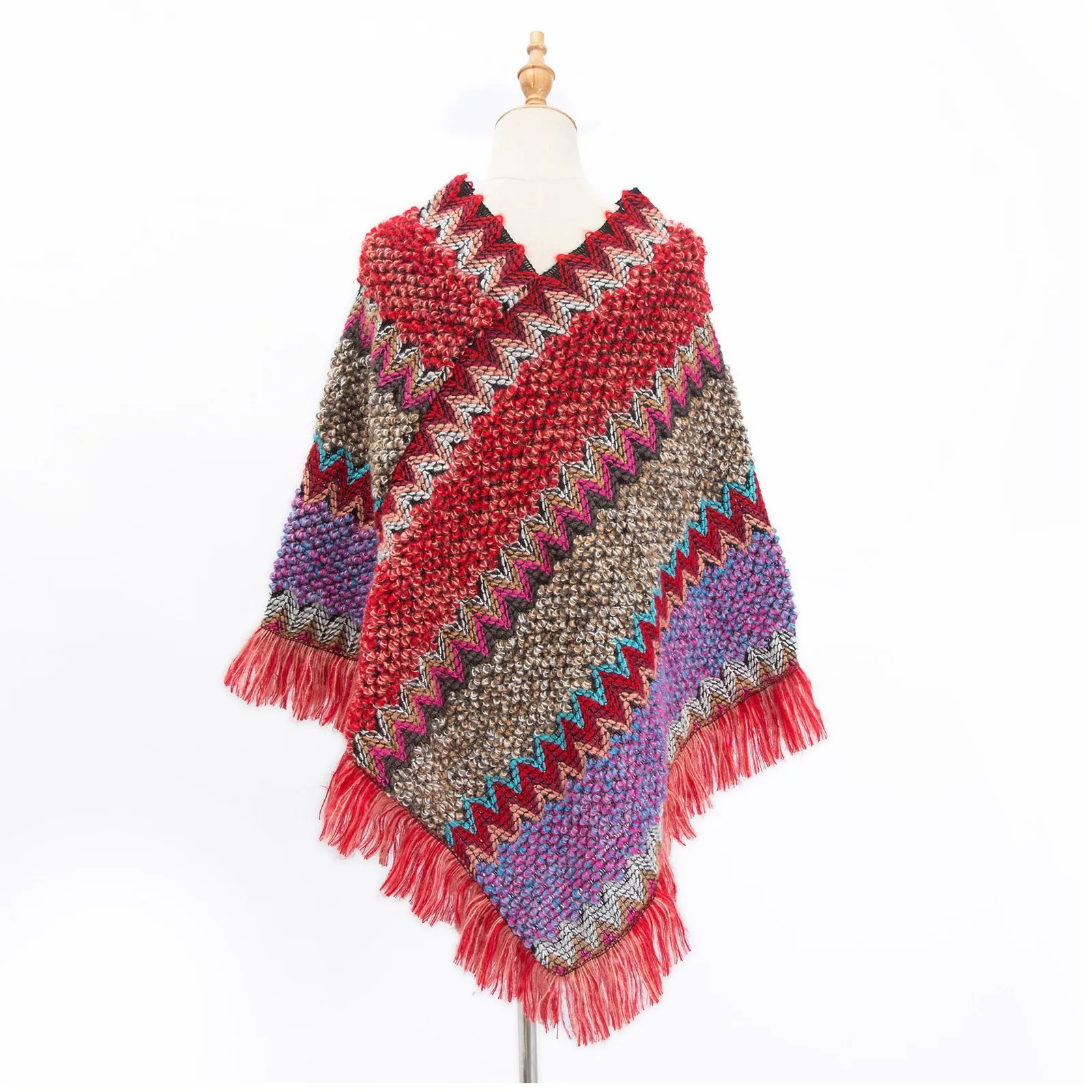 여성용 에스닉 스타일 니트 카디건 케이프 판초 랩, 레트로 태슬 숄, 스톨 망토, 여행 따뜻한 숄 및 랩, 파시미나