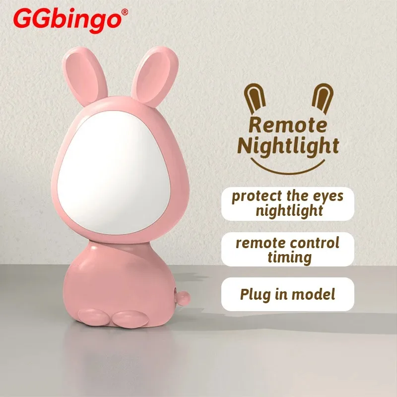 

GGbingo Rabbit LED Alarm Clock Night Light for Students Dormitory Digital Display Children Wake Up Light Remote Control Dimming