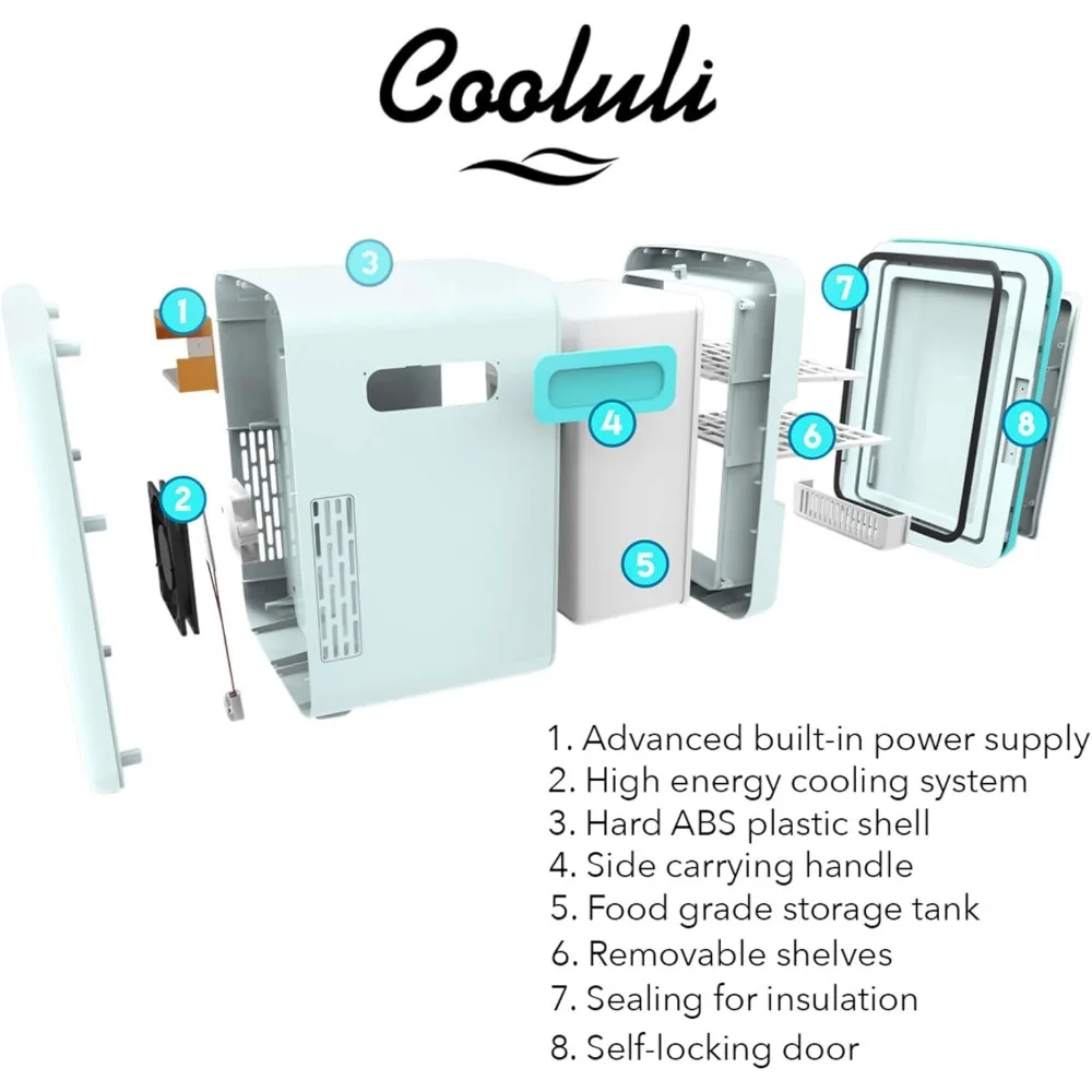ثلاجة صغيرة سعة 15 لترًا لغرفة النوم - السيارة والمكتب وغرفة النوم الجامعية - مبرد محمول 12 فولت وتدفئة للأغذية والمشروبات والعناية بالبشرة، ب