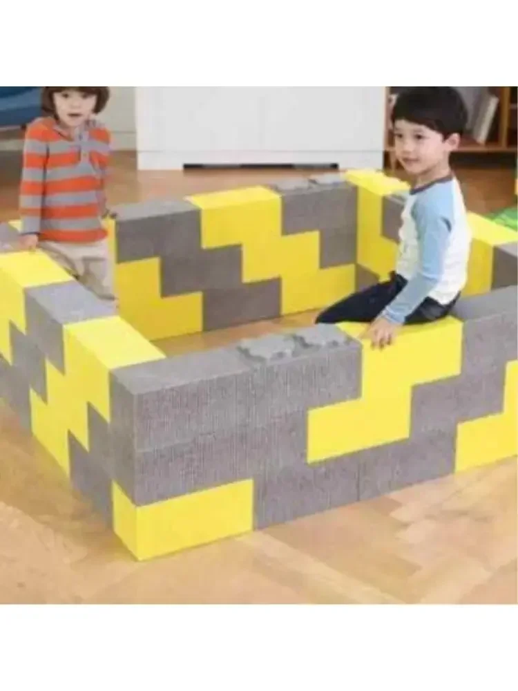Valla de bloques de construcción de espuma para niños, parque infantil, jardín de infantes, gran software, casa de construcción de mosaico, pared de ladrillo económica