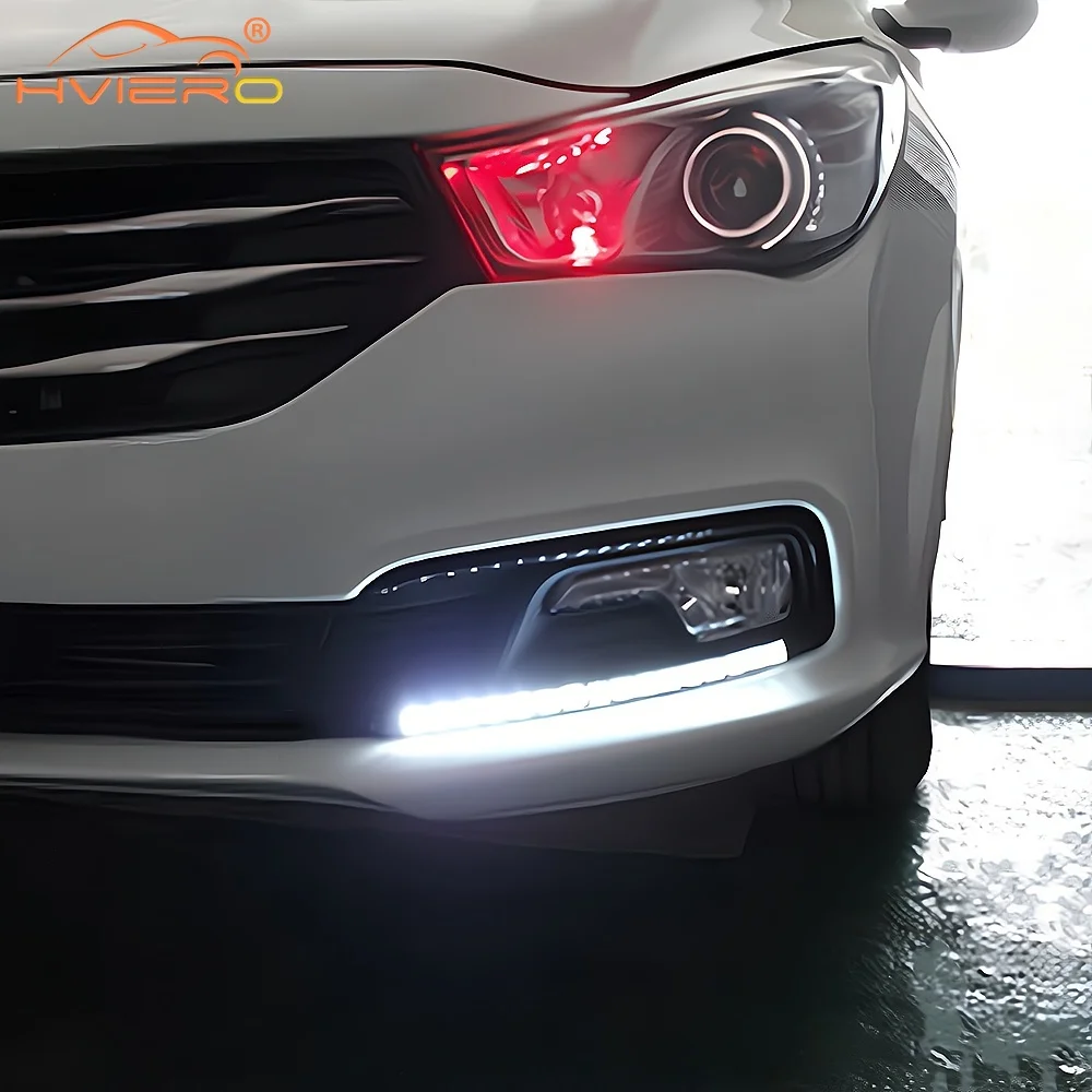 Auto Lamps Car Daytime Running Lights DC 12V Turn Signal Day Lens 6LED Waterproof DRL White HeadLamp Parking Bulbs Fog Lighting