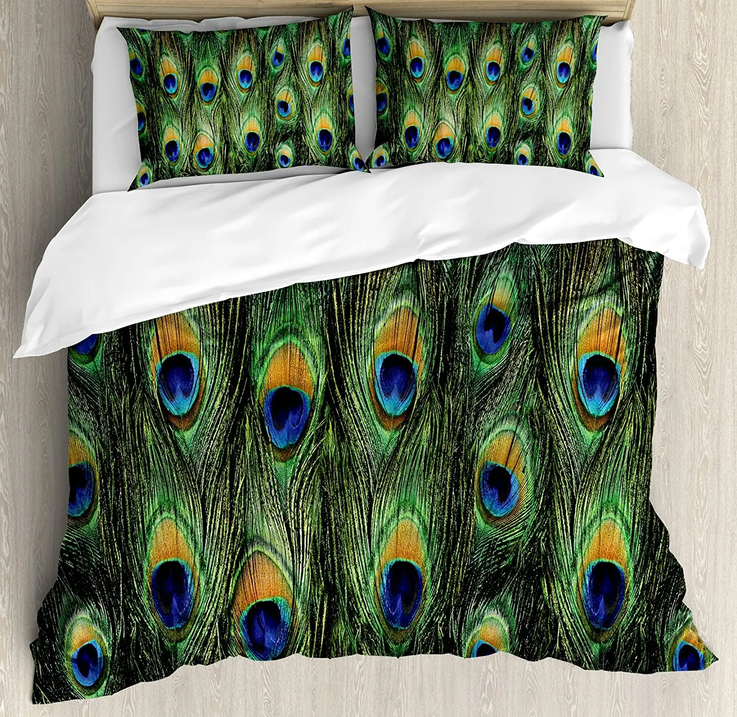 

Peacock Bedding Set Peacock Tail Feathers Tropical Exotic A 3pcs Duvet Cover Set Bed Set Quilt Cover Pillow Case Comforter Cover