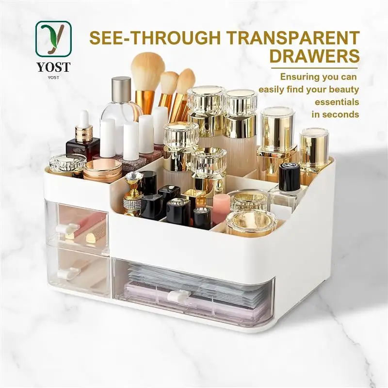 

YOST-Makeup Organizer Vanity Organizer With Pull Out Drawer Capacity Cosmetic Storage Makeup Brush Holder Organizer