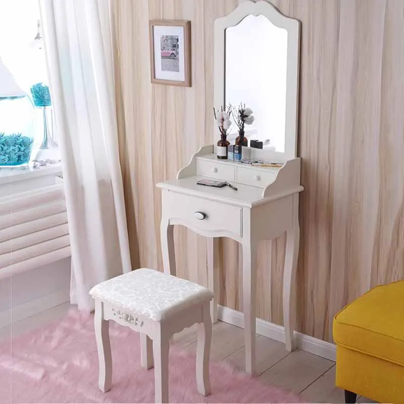 nordic girl dresser eithe drawers box white wood Living Room Makeup Dressing Table Mirror Modern Schminktisch Bedroom Furniture