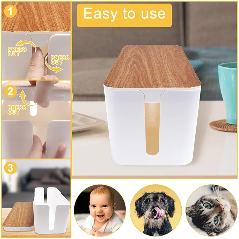 Cable Storage Box Power Strip Case Wooden Power Line Wire Management Organizer Anti-Dust Charger Socket Network Line Storage Bin