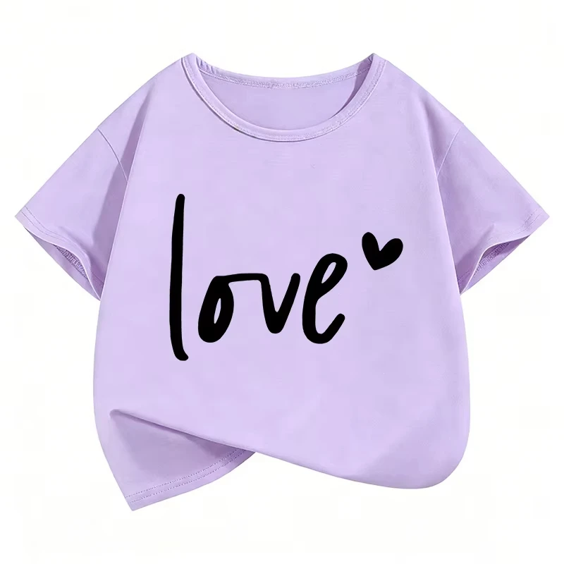 LOVE Love Children's T-shirt Boys and Girls Spring and Summer Casual Top Parent Child T-shirt Basic Edition