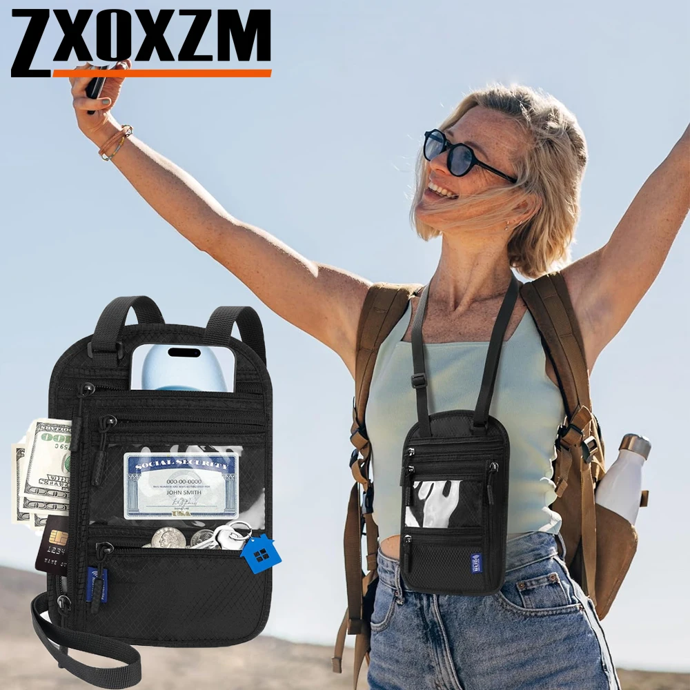 حامل جواز سفر للعائلات، محفظة للرقبة بحجب RFID، منظم مستندات السفر، حقيبة متعددة جواز السفر، محمولة وأنيقة