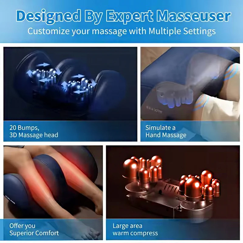 Electric Foot Leg Massager Heat Shiatsu Massage with 20D Kneading Roller Heat Therapy Compression With Remote Control Auto Timer