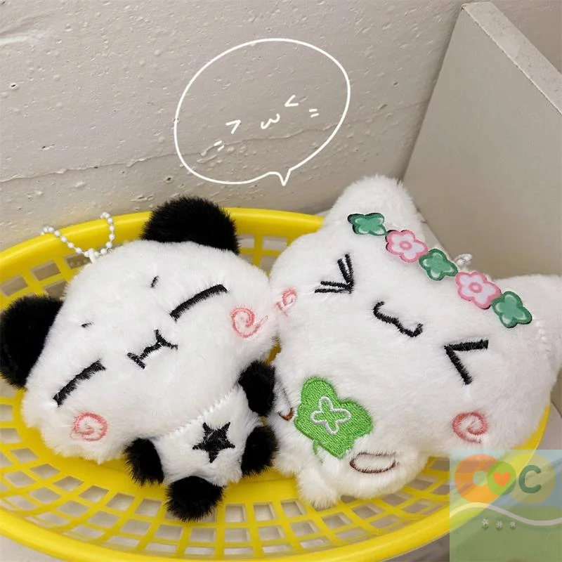 HUA Cartoon Animal Coniglio Panda Portachiavi con ciondolo in peluche Portachiavi moda Kawaii per donne Ragazze Accessori pendenti per zaino carino