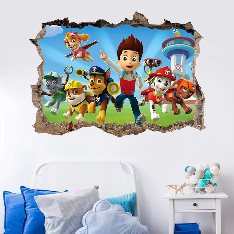 Autocollants Muraux Paw Patrol pour la Décoration de la Maison, Style Anime, Skye Chase, Graffiti Décoré, Cadeau d\'Anniversaire pour Garçon et Fille