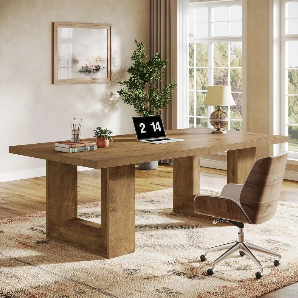 Home Office Desk, 62.99" Large Farmhouse Executive Desk, Computer Table for Office, Conference Room, Study Room, Customized