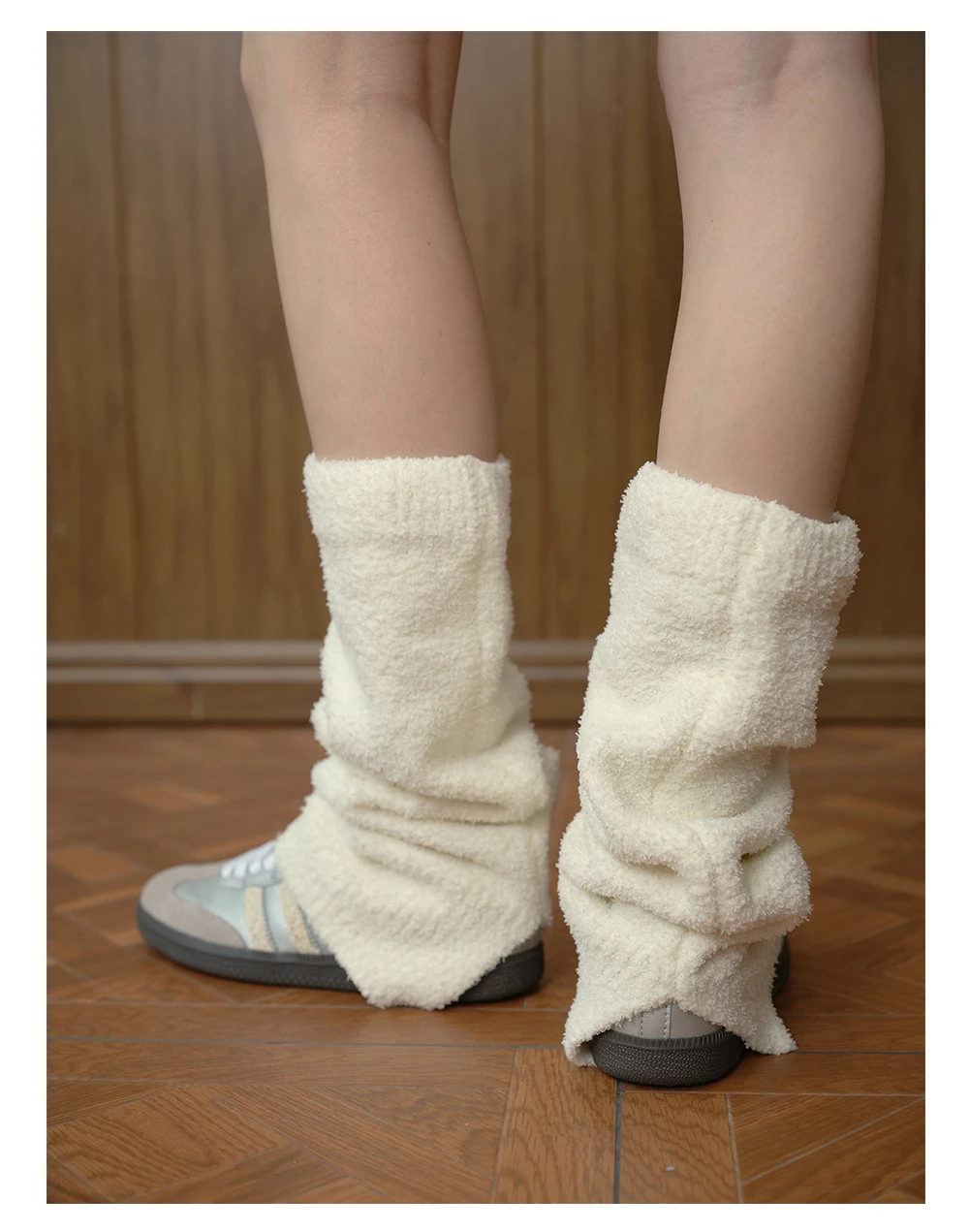 Women's Skin-friendly Solid Color Split Leggings Spring Autumn Hot Girls Y2K Knitted Pile Socks Simple Foot Covers Leg Warmers
