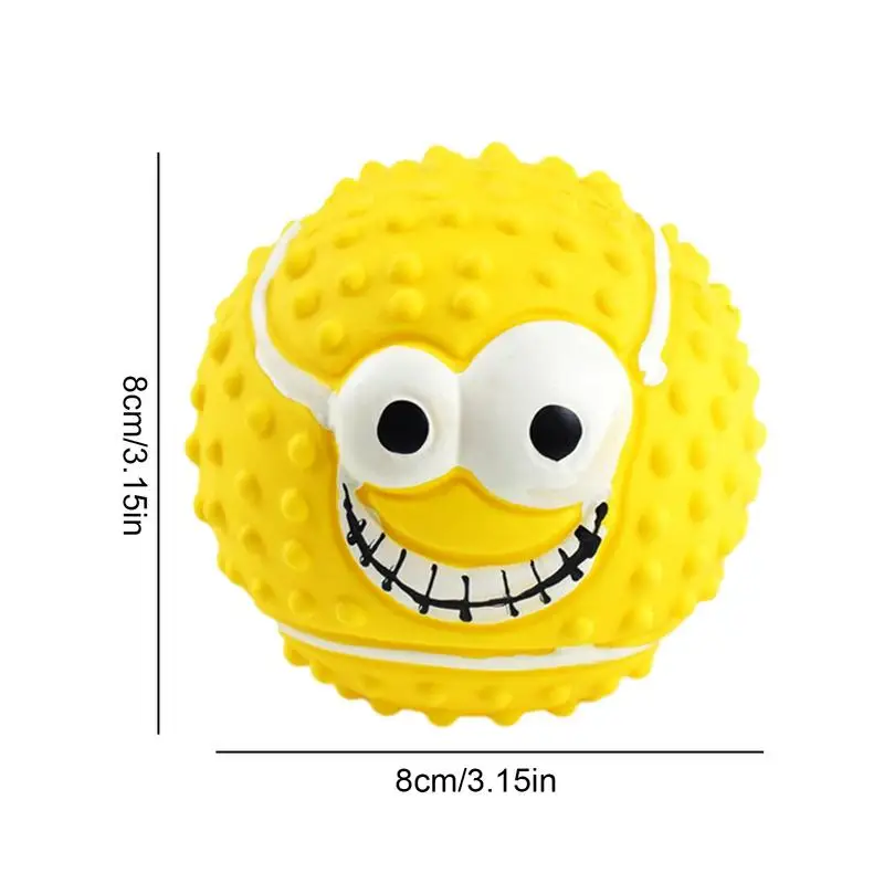 Latex Face Ball Dog Toy Smile Face Dog Balls Toys Bite Resistant Funny Bouncy Chewing Squeaky Face Balls For Medium Cats Small