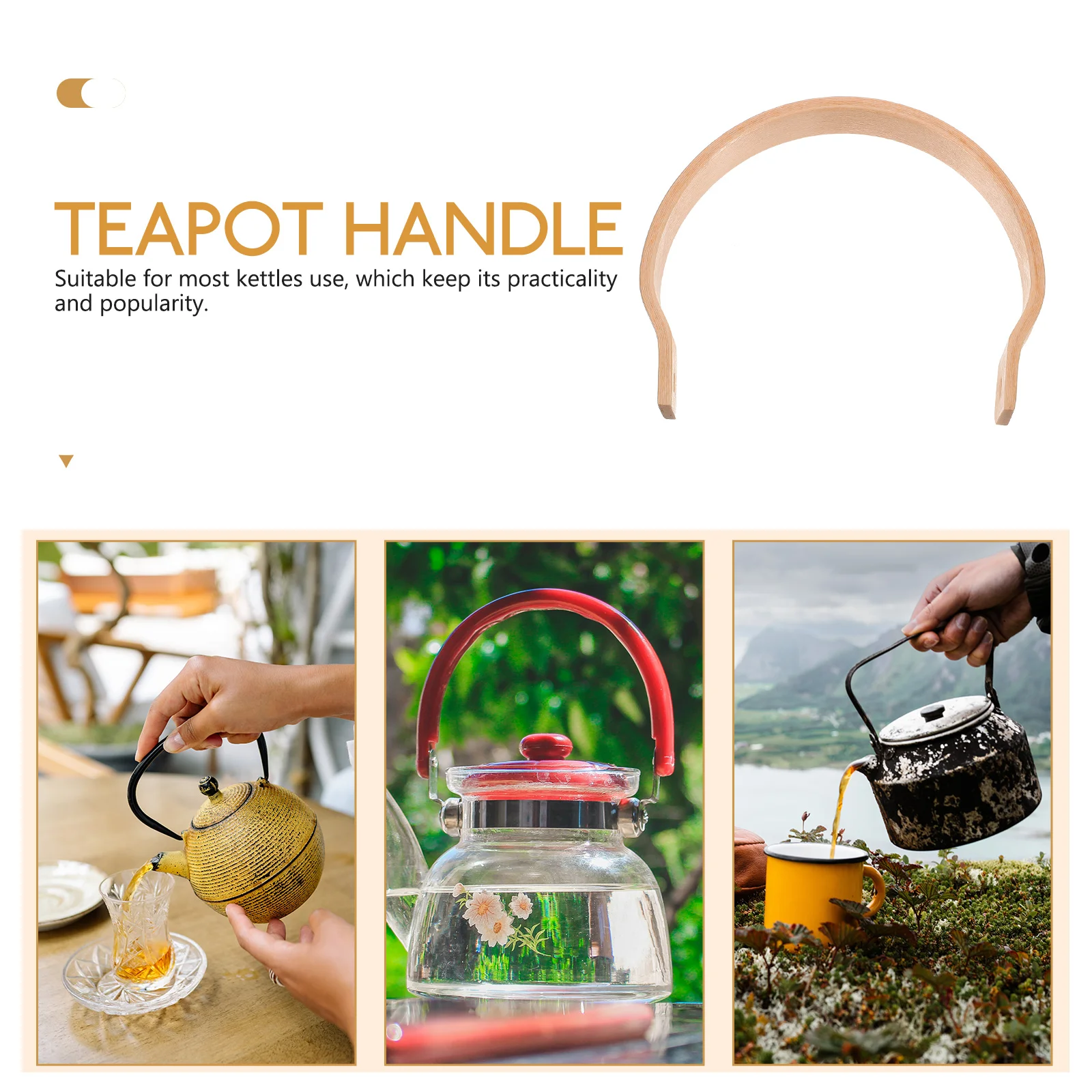 

Wooden Kettle Grip Wear-Resistant Household Handle Replacement for Old Damaged Handles Kettle Handles Teapot