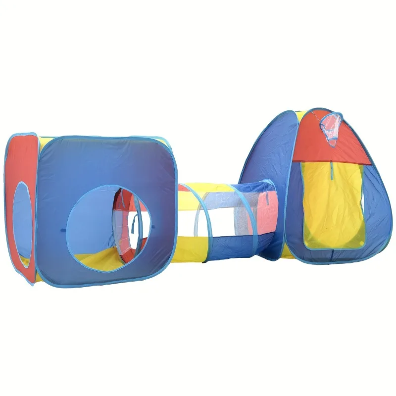 Kinderspielzelt 3in1 mit Tunnel-Ballbecken, Spielzeug für drinnen und draußen, robuster Polyester-Stahlrahmen für Kleinkinder, Jungen und Mädchen, Geschenkidee