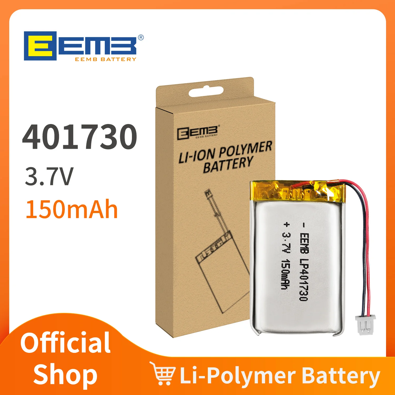 EEMB 1~40 Pack 3.7V Lithium Polymer Battery 150mAh 401730 Rechargeable Battery Pack with Wire Molex 1.25mm Connector