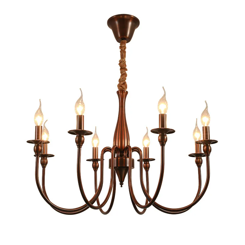 Antique Bronze wrought Iron Chandeliers Led candle hanging light for Restaurant Showcase Kitchen Loft Bar lighting New Arrival