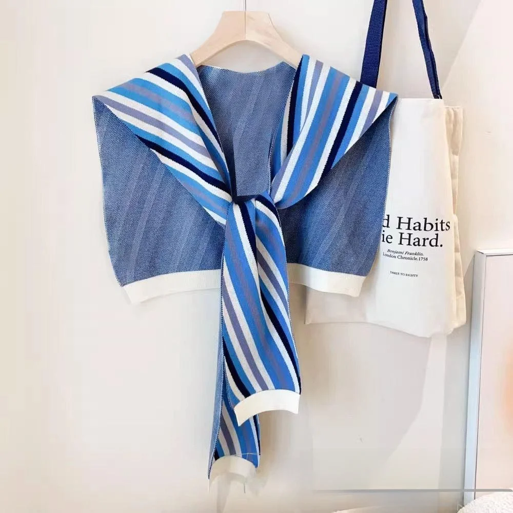 women's-knitted-shawl-fake-collar-air-conditioned-room-rainbow-stripes-outerwear-shoulder-neck-wrap-korean-style-multi-functi