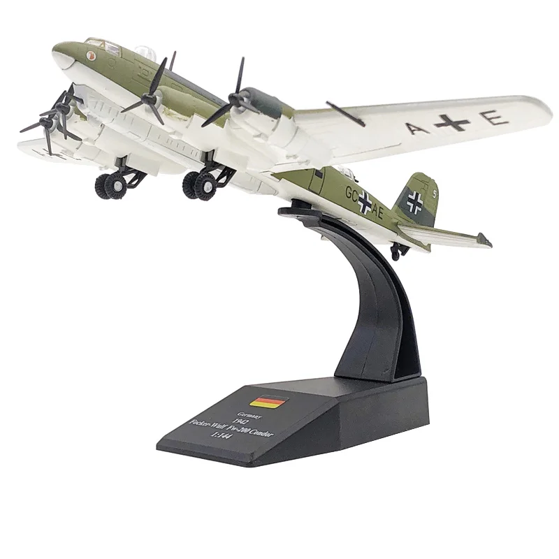 1/144 Scale Focke-Wulf Fw200 Condor Patrol Plane Diecast Metal Aircraft Ornament Model Boy Children Collection Birthday Toy Gift