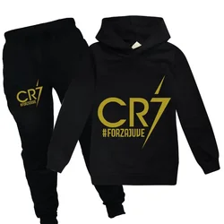 Kid's Spring Autumn Football Idol CR7 Clothes Hoodie+Pants Suit Suitable For Sports And Leisure Xmas Birthday Gift ildren