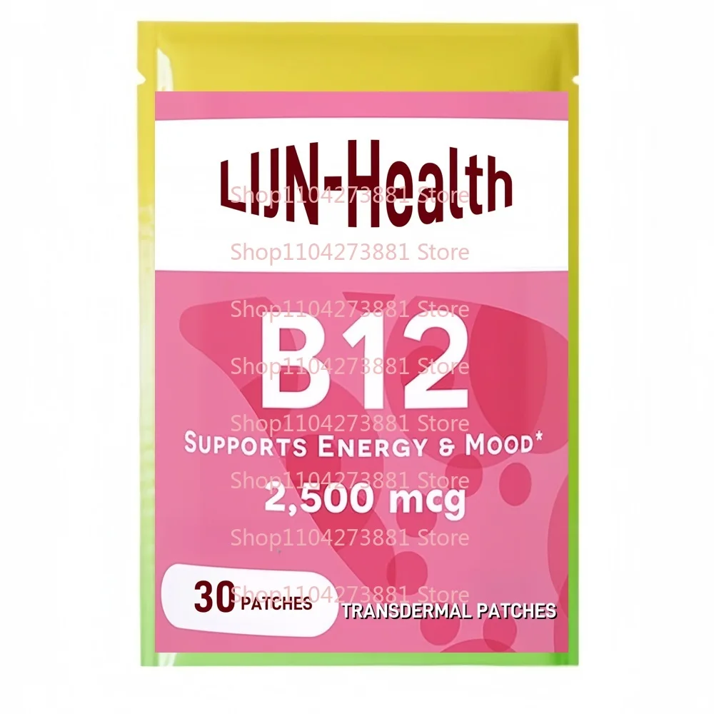 

30 пластырей с витамином B12 для поддержки энергопотребления, энергии, нервов и клеток
