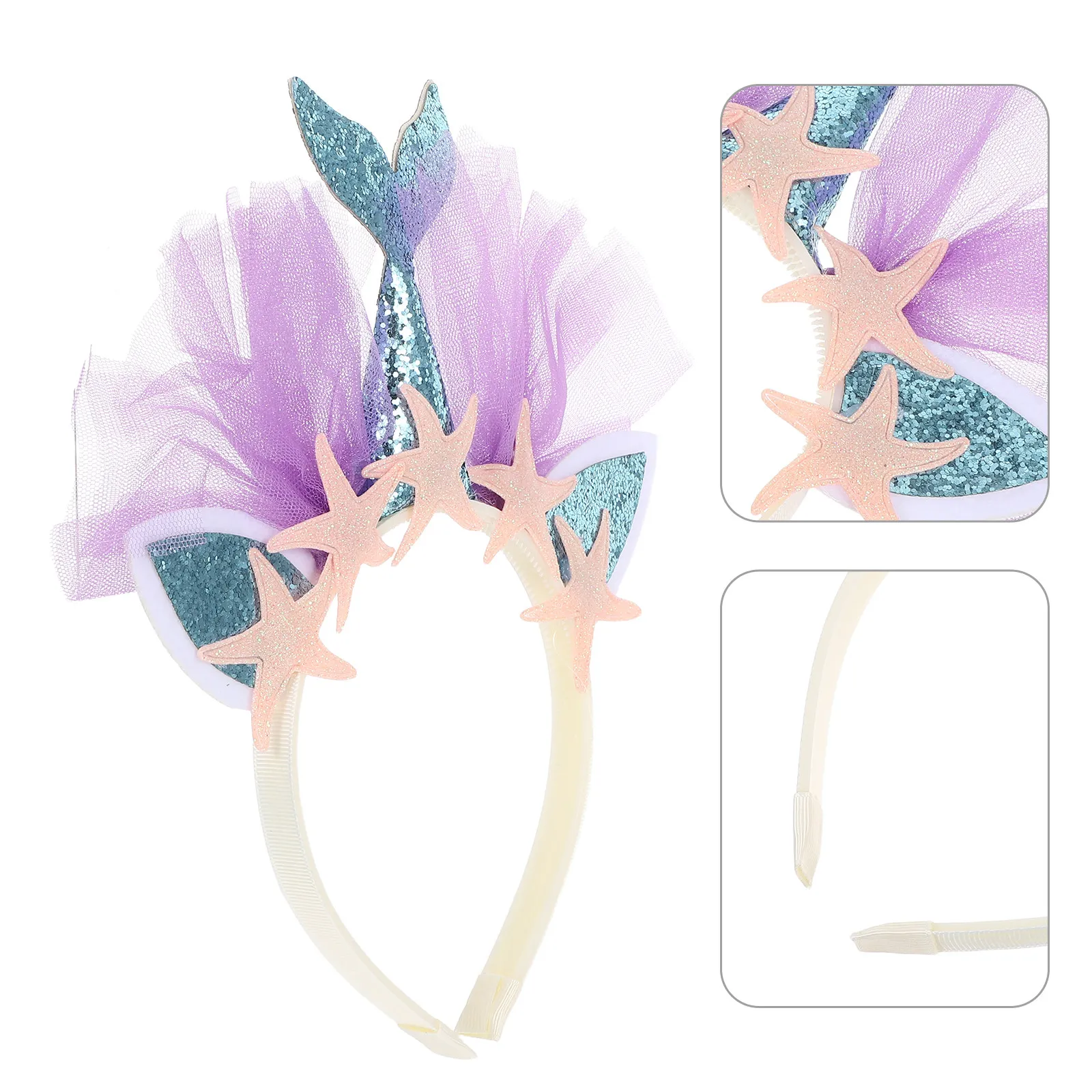 Party Hair Hoop for Kids Mermaid Theme Mesh Band Non-Deformation Design Christmas Halloween Celebration Accessory
