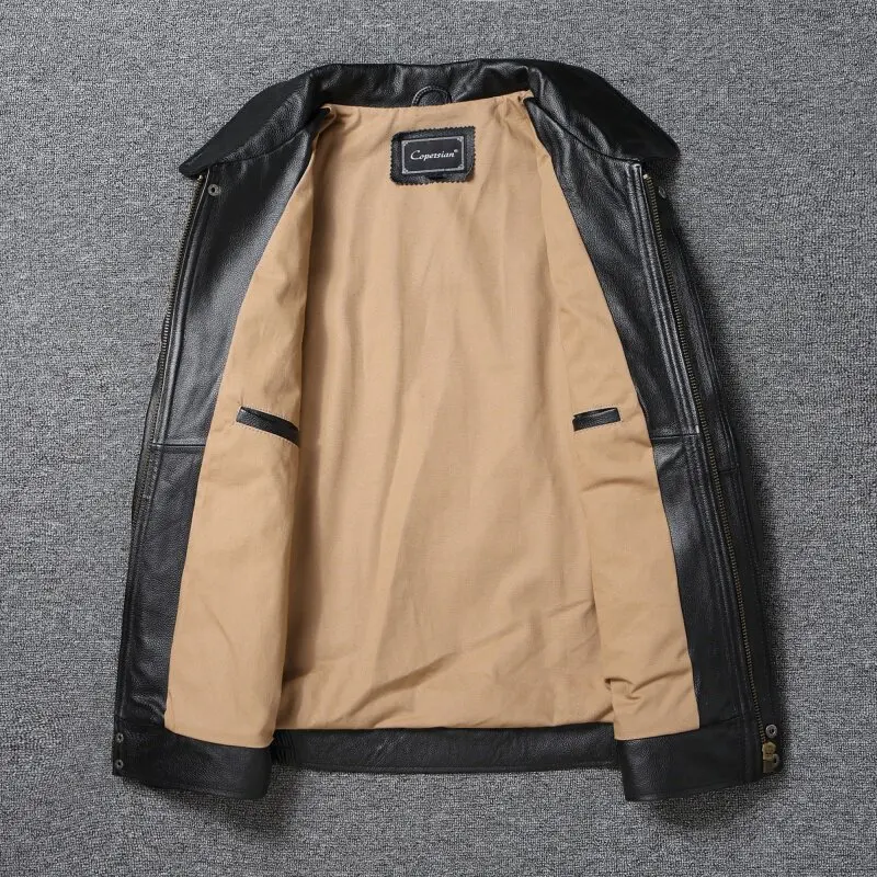 2026 New Style Men's Large Size Leather Jacket Male Motorcycle Larger Version Loose Flight Suit Pure Head Layer Cowhide Coats - view 4