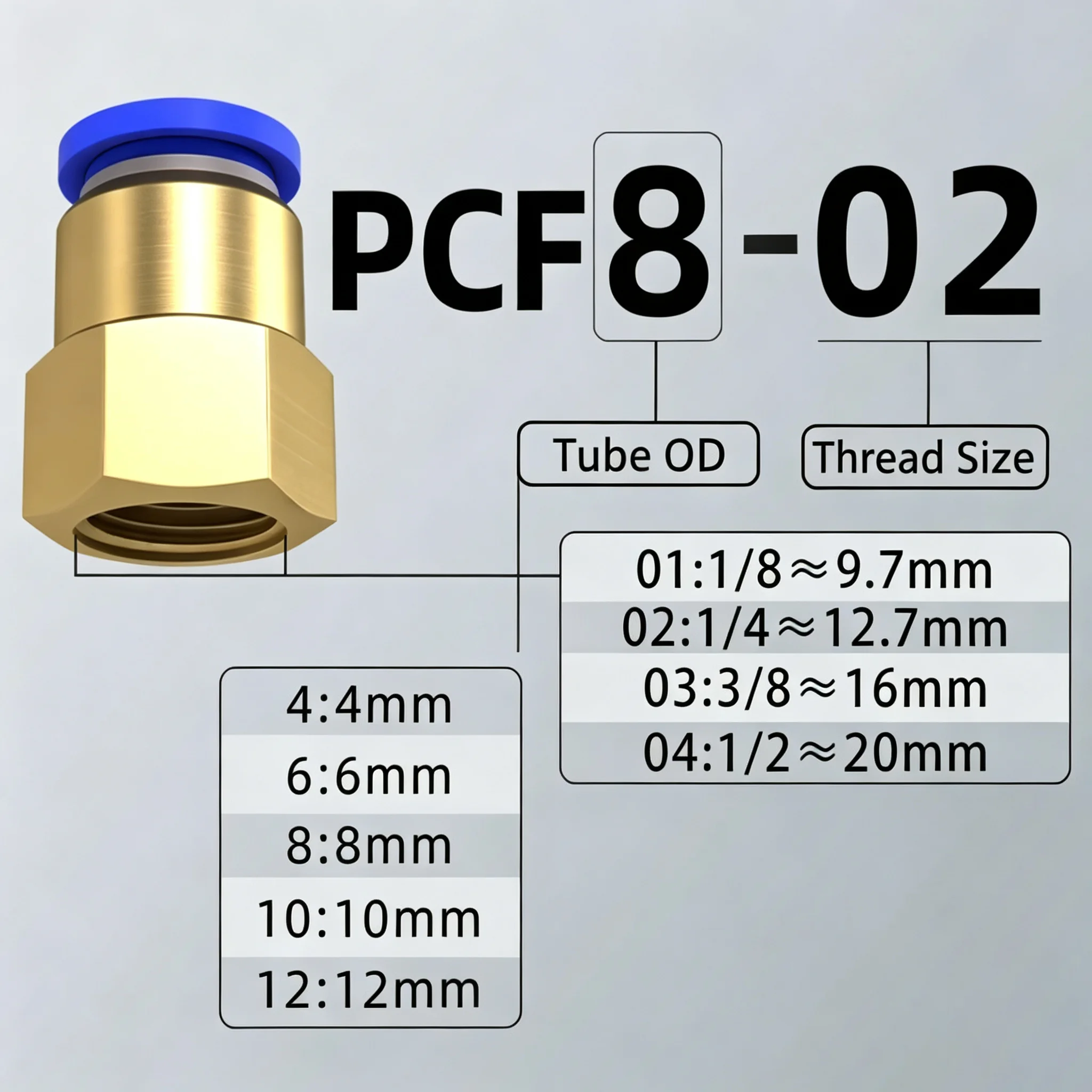 50/100/500Pcs Pneumatic Component Quick Connector Internal Thread Straight Air Pipe Quick Plug PCF4-M5/6-01/8-02 Internal Thread