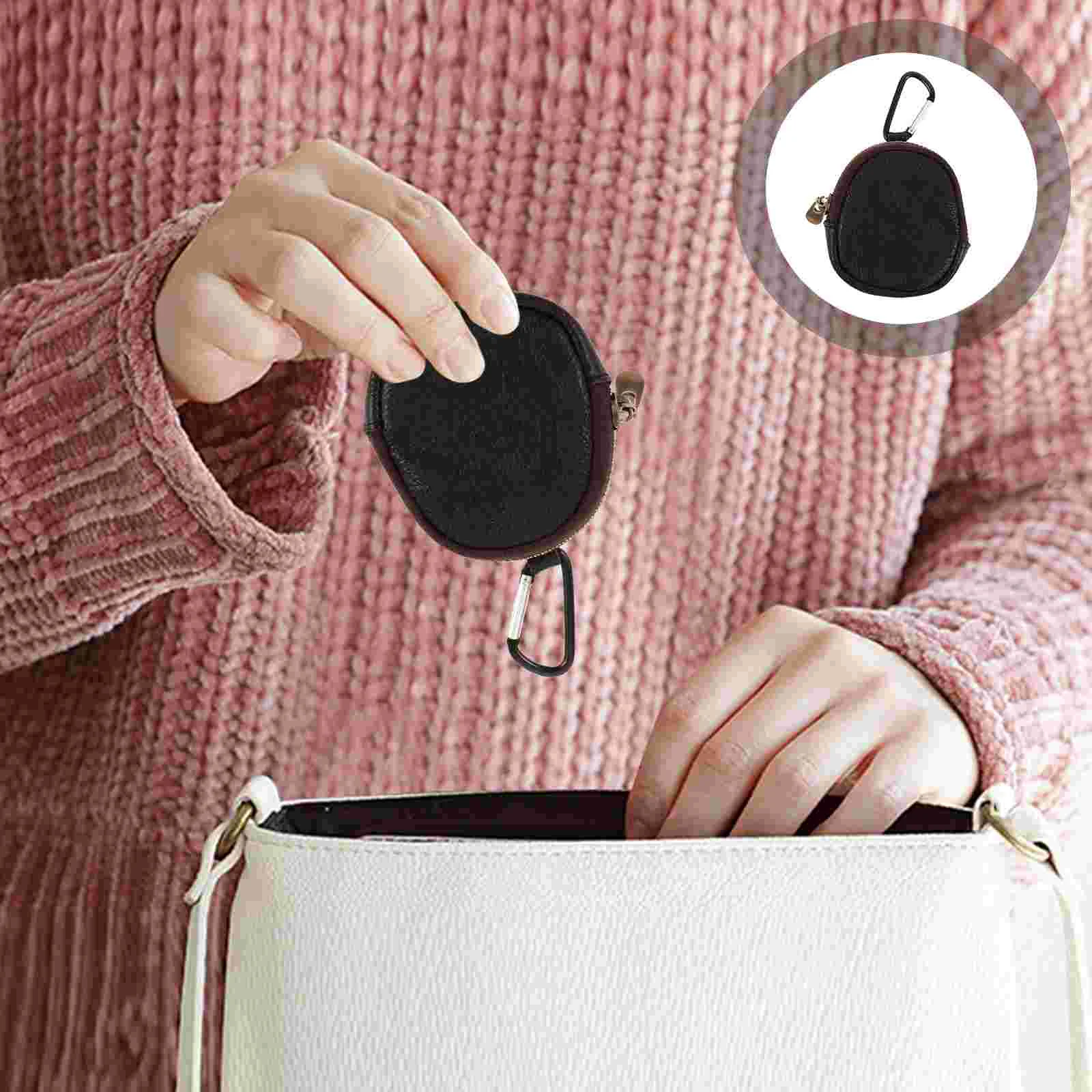 Cowhide Coin Purse Zipper Pouch Money Key Fob Mini Makeup Bag Wallet Clutch Travel Miss Small