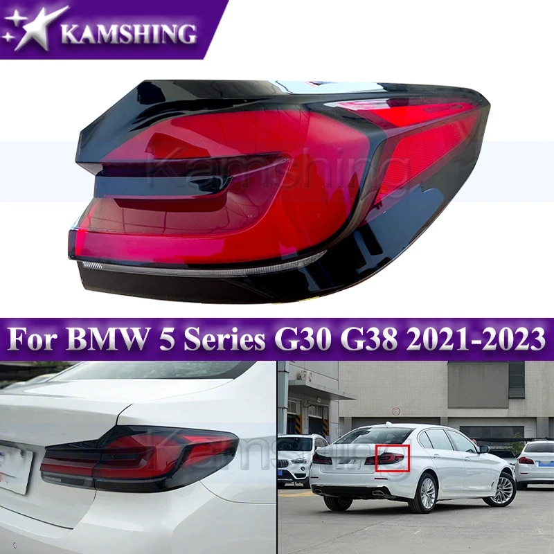 

Задний бампер Kamshing для BMW 5 серии G30 G38 2021-2023, внешний задний фонарь, задний фонарь, сигнальный фонарь, фонарь заднего хода