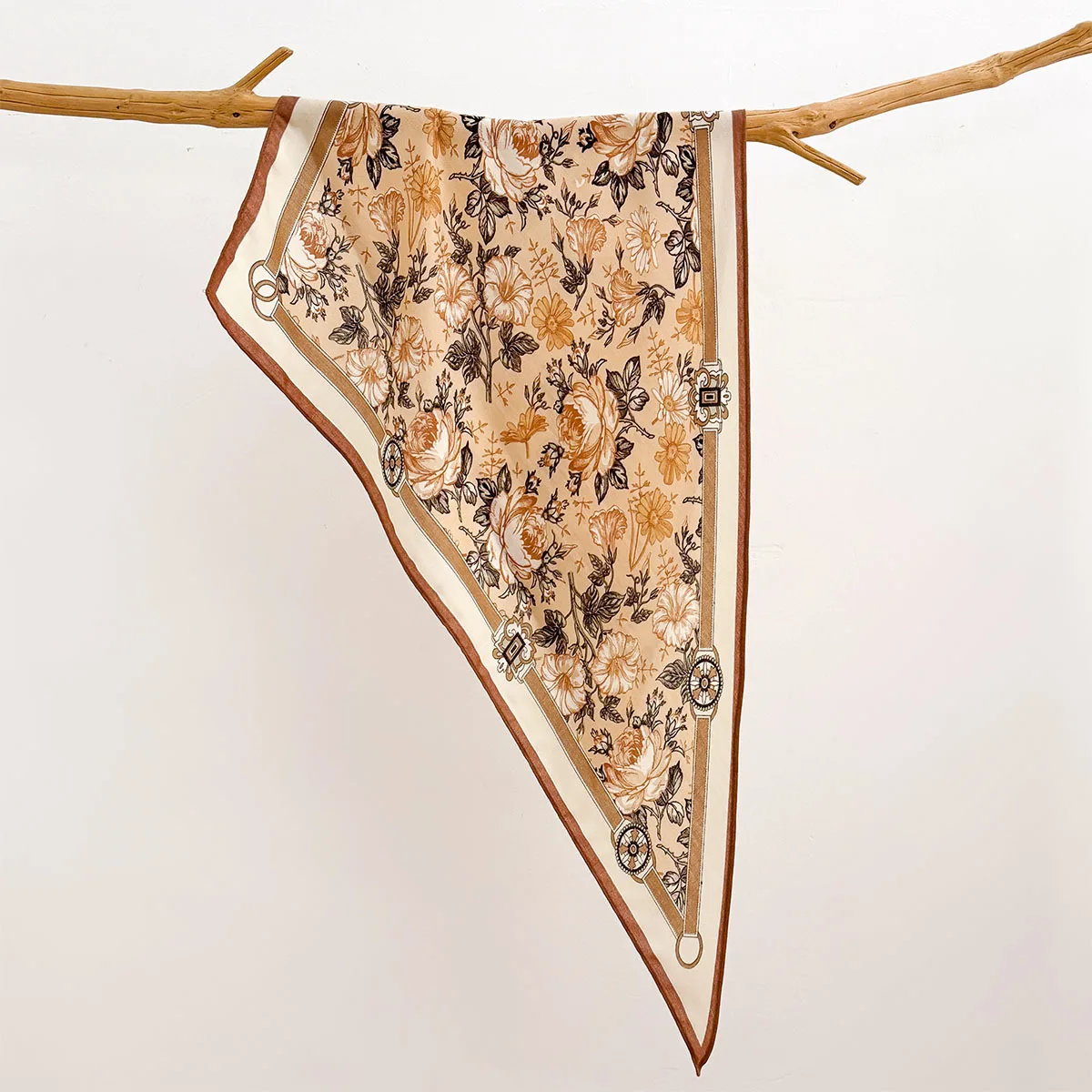 Soft Satin Imitation Silk Scarves Spring Floral Square Scarf For Women Bandanas Luxury Hijab Neckerchief Elegant Shawl Wraps - view 5
