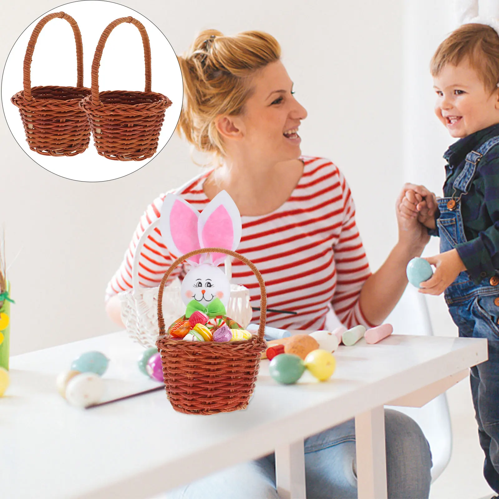 Mini paniers de bricolage en rotin de qualité supérieure, 2 pièces, panier décoratif Compact pour Mini scène de maison, ornement de détail réaliste