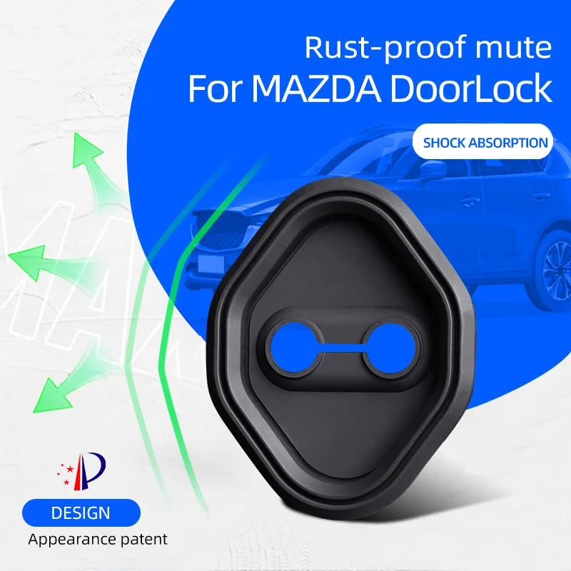 4Pc Silicone Absorber Cushion Car Door Lock Buckle Anti-collision Protect Cover For Mazda 2 8 3 Axela CX-50 CX-30 CX-5 Evolution