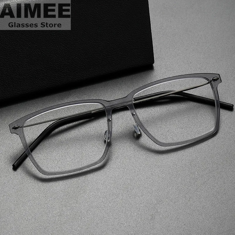 Denmark Brand Titanium Prescription Eyeglasses 6505 Men Square Ultralight Screwless Glasses Frame Women Myopia Optical Spectacle