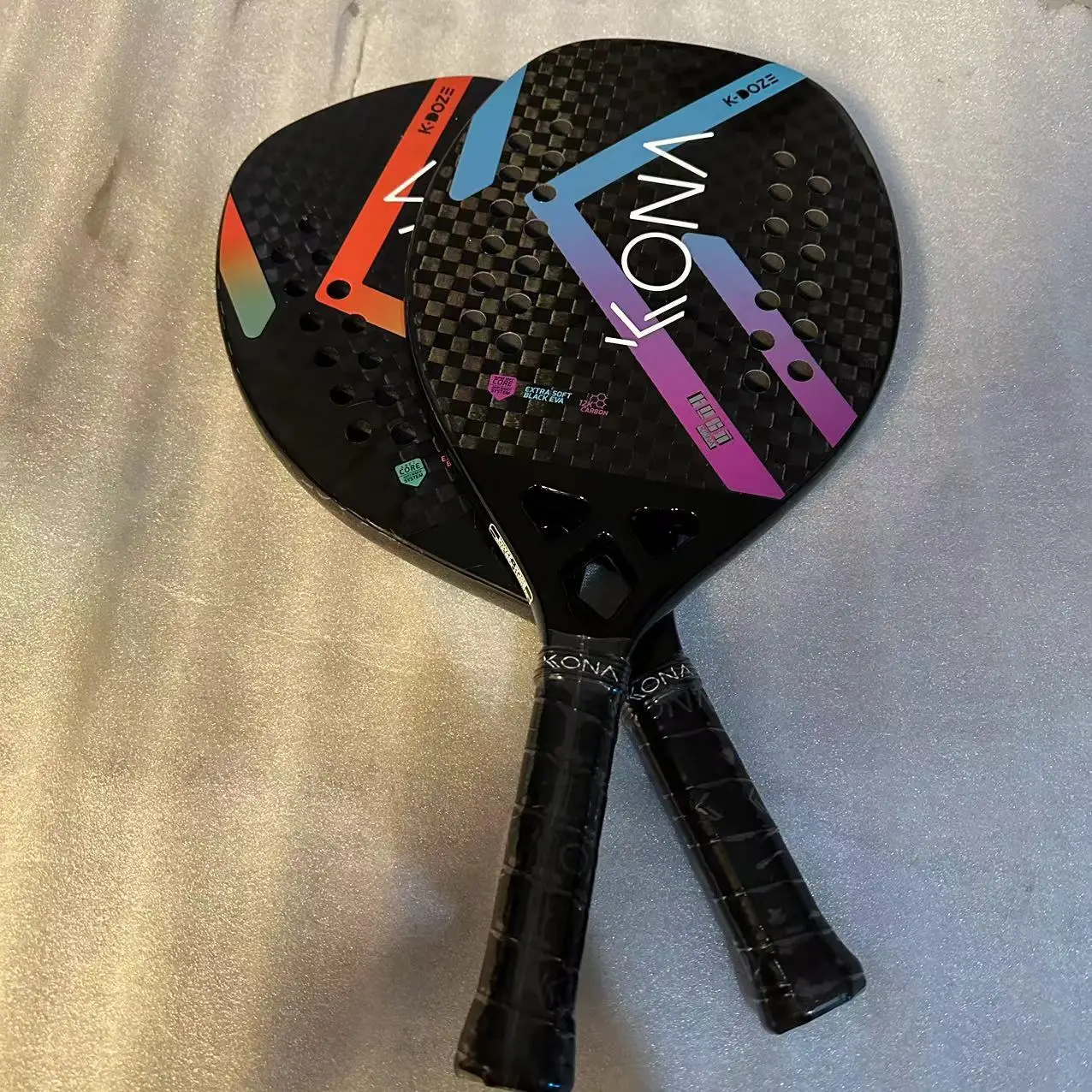 Beach Tennis Racket-Beach Tennis Paddle with Carbon Fiber Grit Face with EVA Memory Foam Core Outdoor Sports Ball Racket