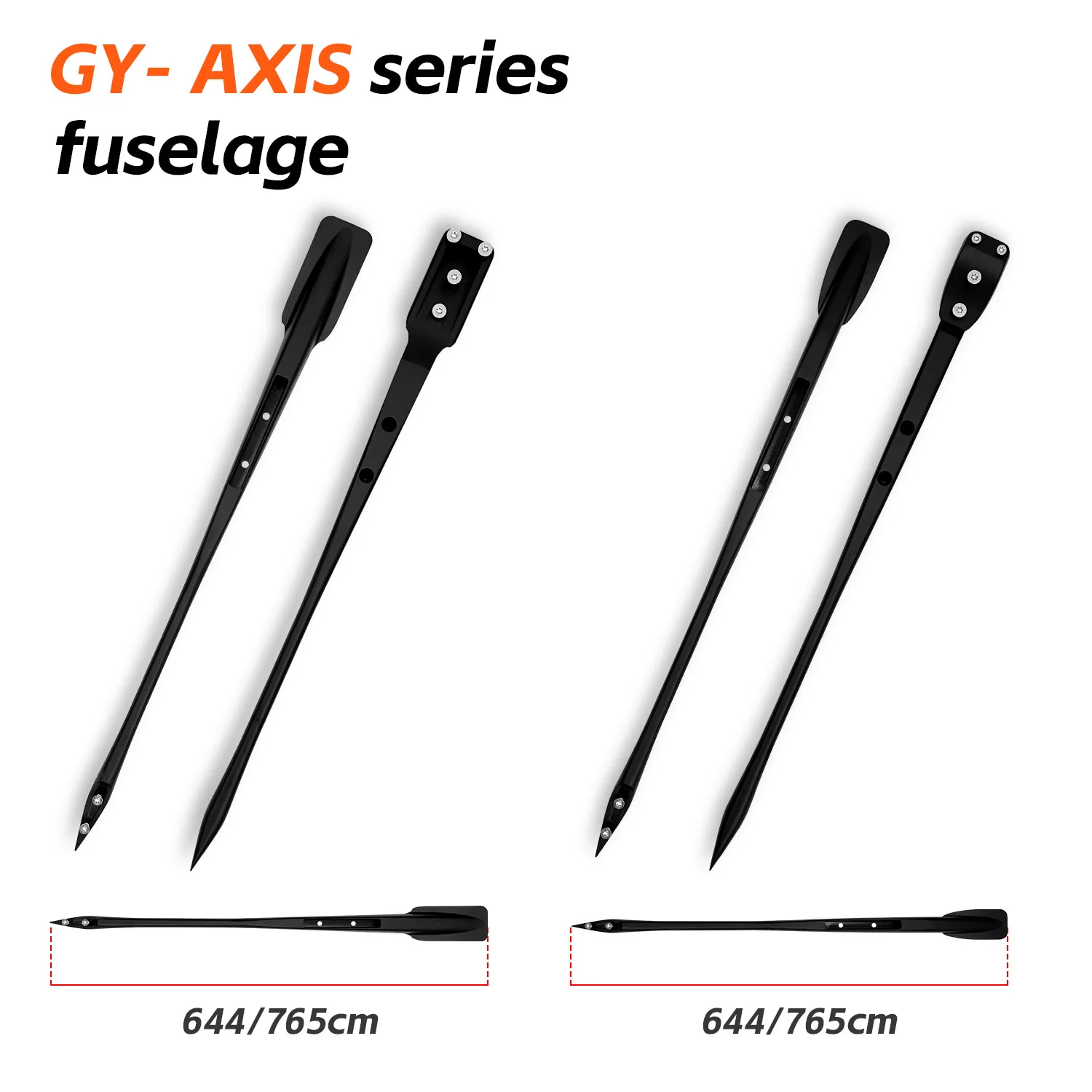 GY-Axis Black Advance Fuselage Hydrofoil Accessories 600mm Advance Fuse 644mm 765mm Fuselage Aluminum Surfing Foil Equipment