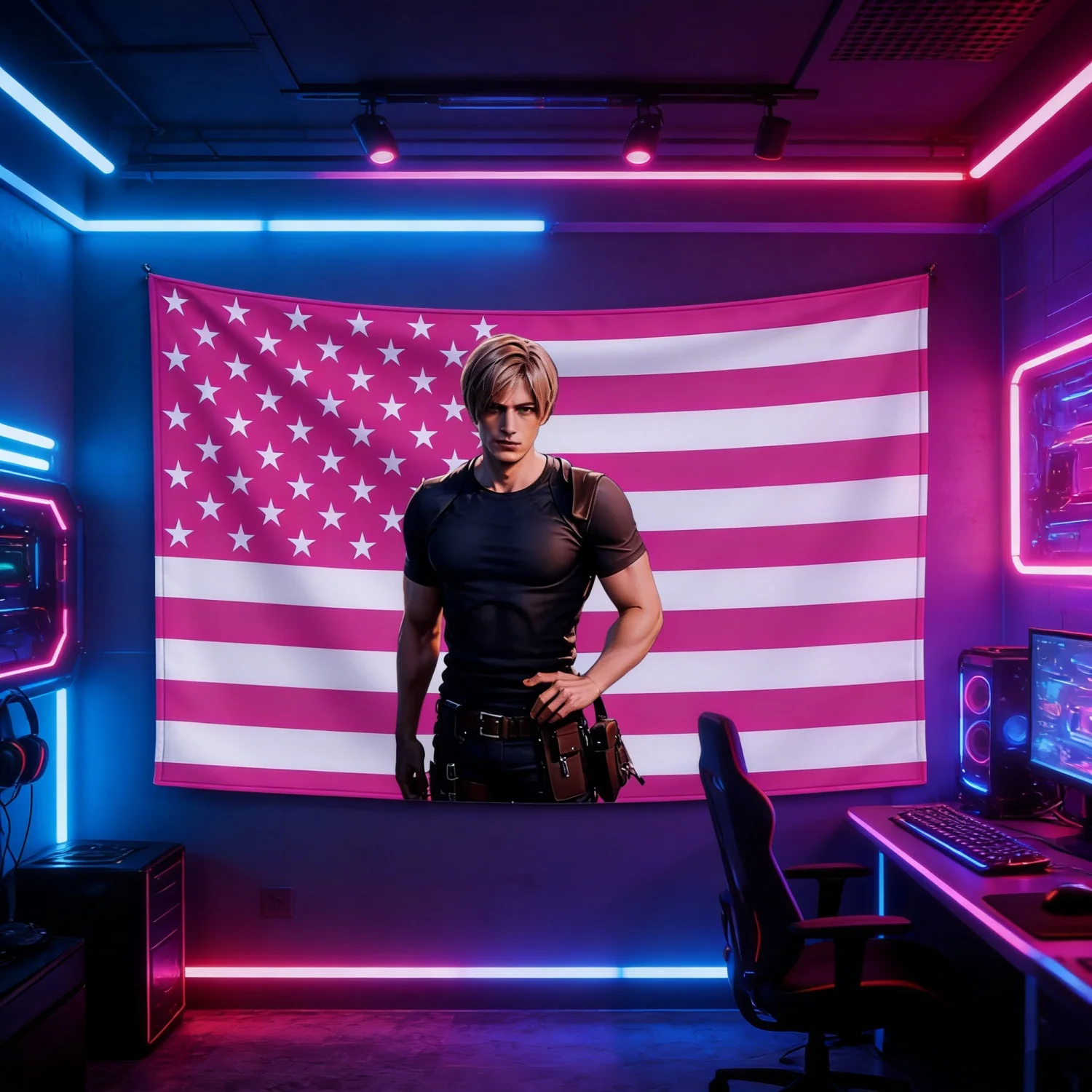 Flag -Leon Kennedy Theme Tapestry Flat Print Design for Bedroom Decor Support Display Indoor Outdoor Use Multi-Size High Quality