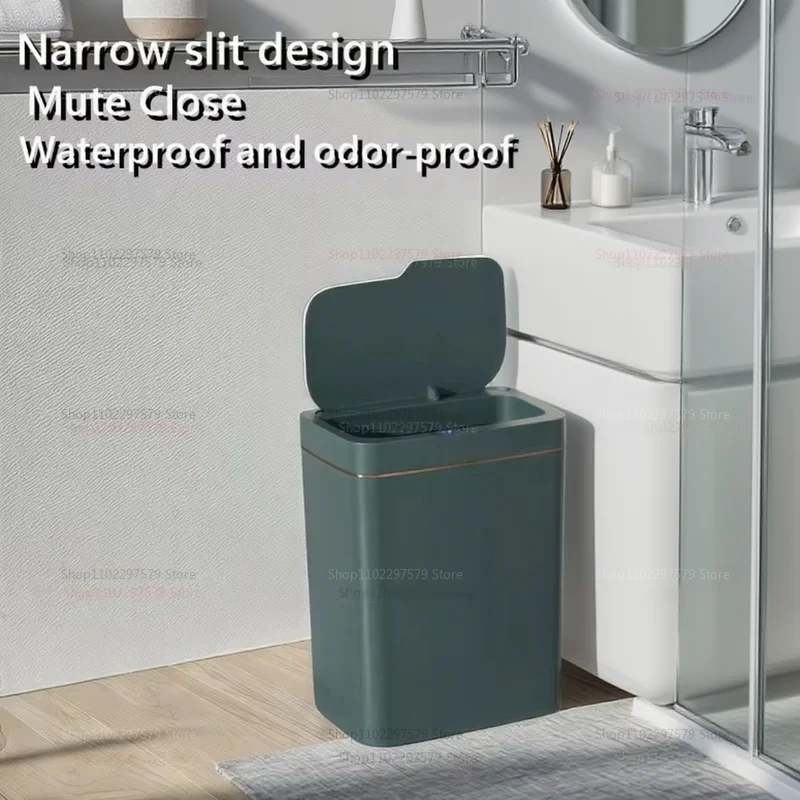 2025 جديد سلة المهملات الاستشعار الذكية 15L عدم الاتصال التلقائي سلة المهملات المنزل الذكي الحمام سلة المهملات التعبئة الإلكترونية الأبيض