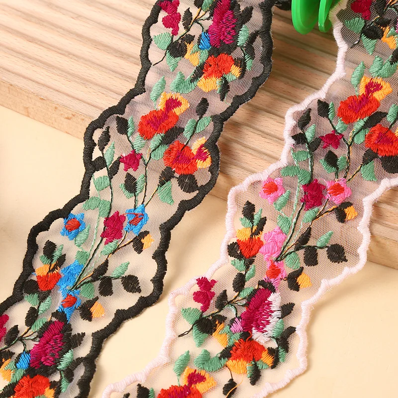 6.5CM color cotton thread embroidery lace clothing accessories DIY handmade dress belt bohemian idyllic